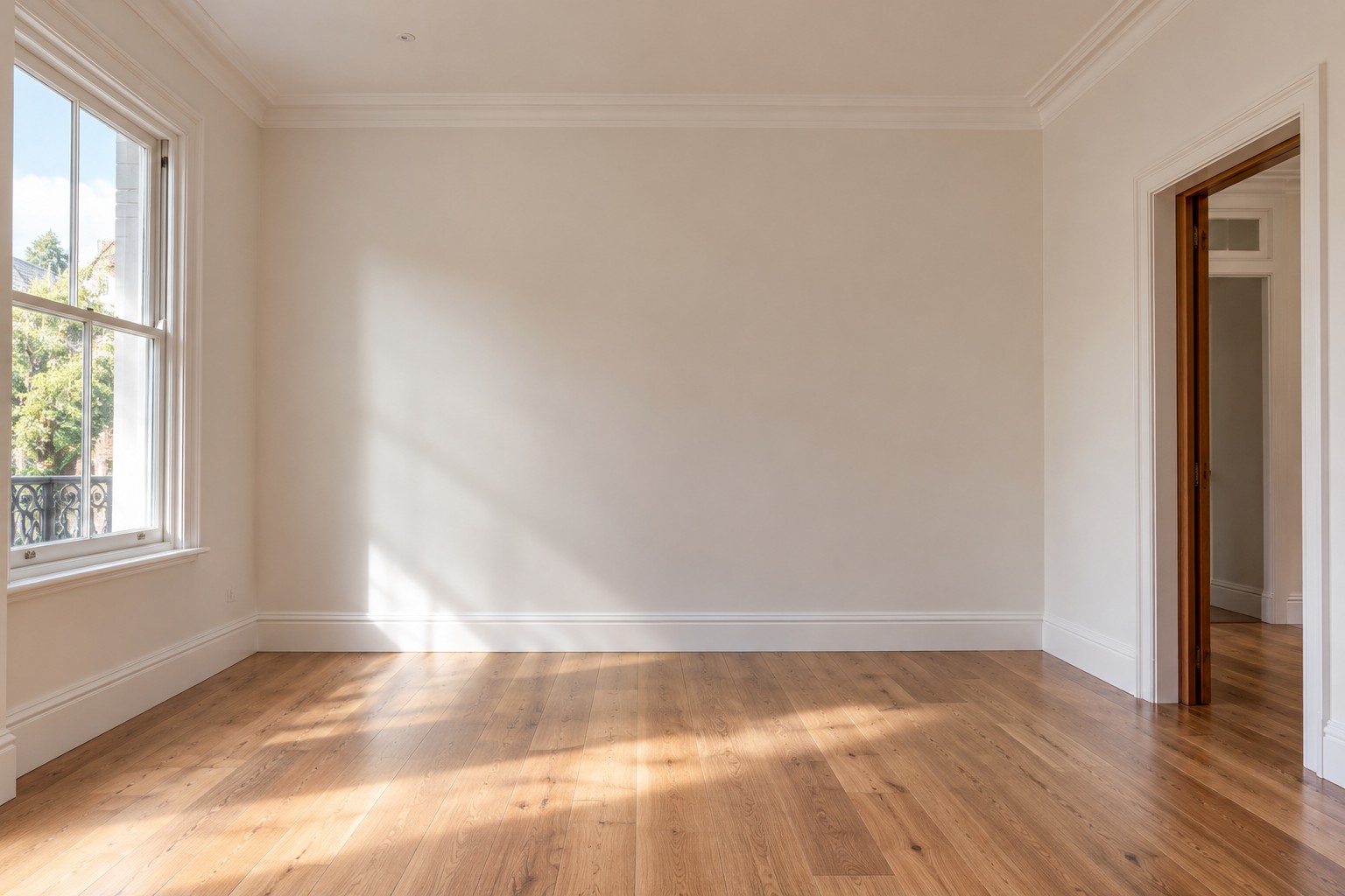 Freshly repaired and painted room ready for handover