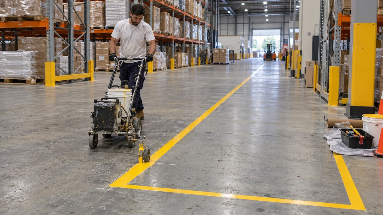 Warehouse floor line marking