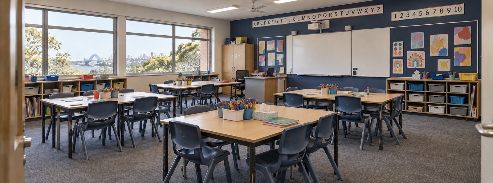 Freshly painted classroom