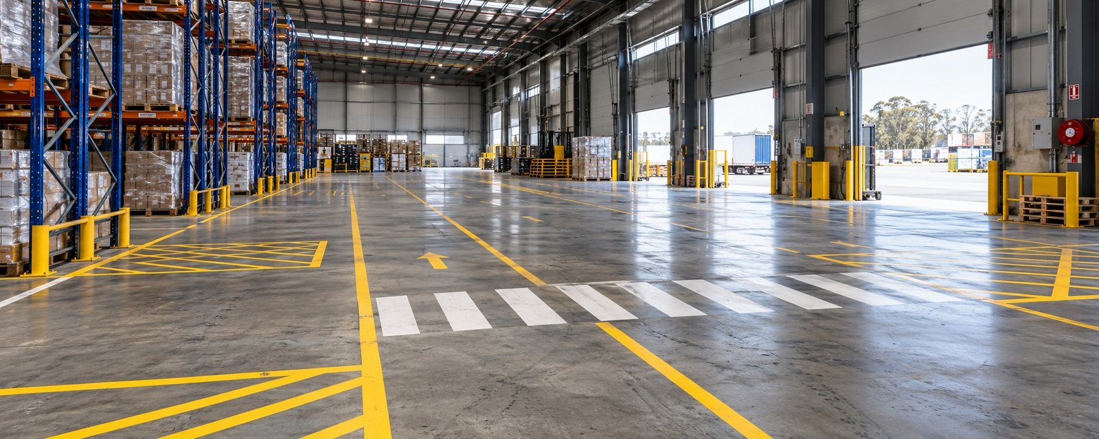 Finished warehouse line-marking system