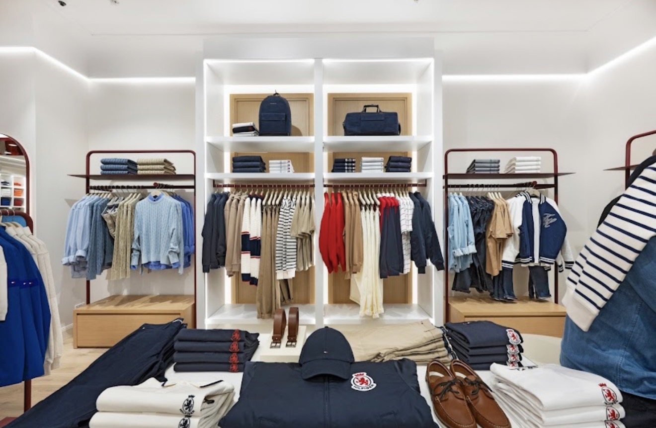 Tommy Hilfiger store interior with white walls and shelving, Chatswood Chase