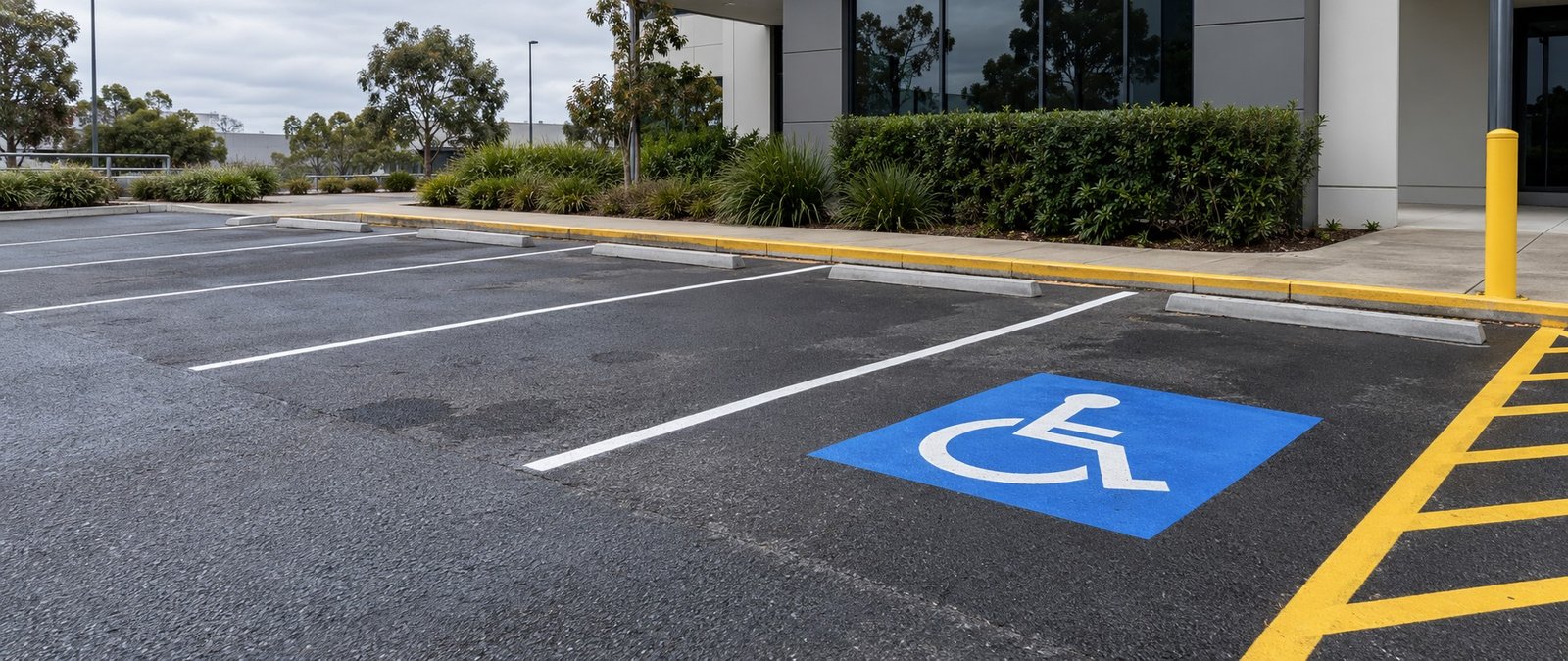Freshly marked commercial car park bays