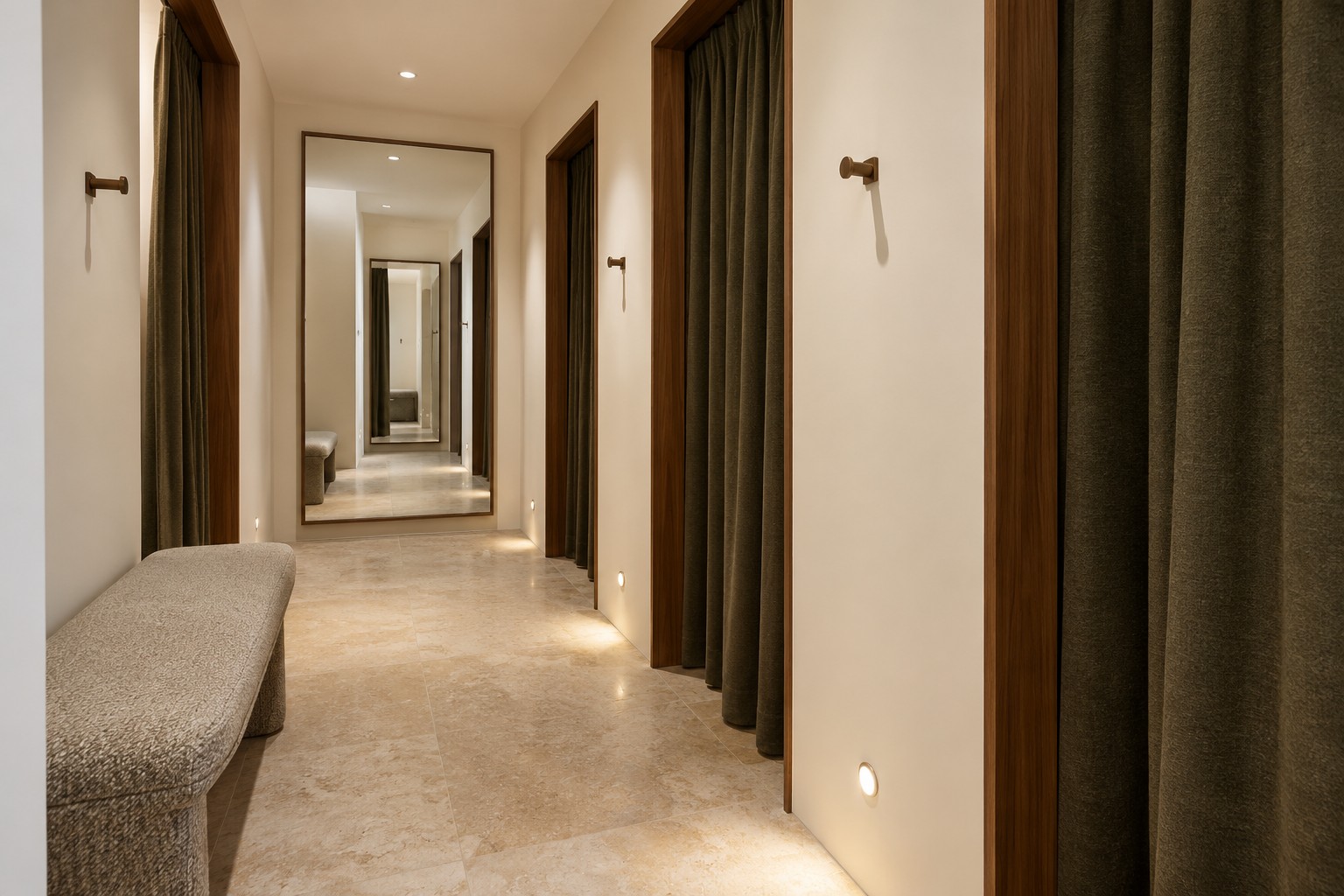 Painted fitting-room corridor in a retail store