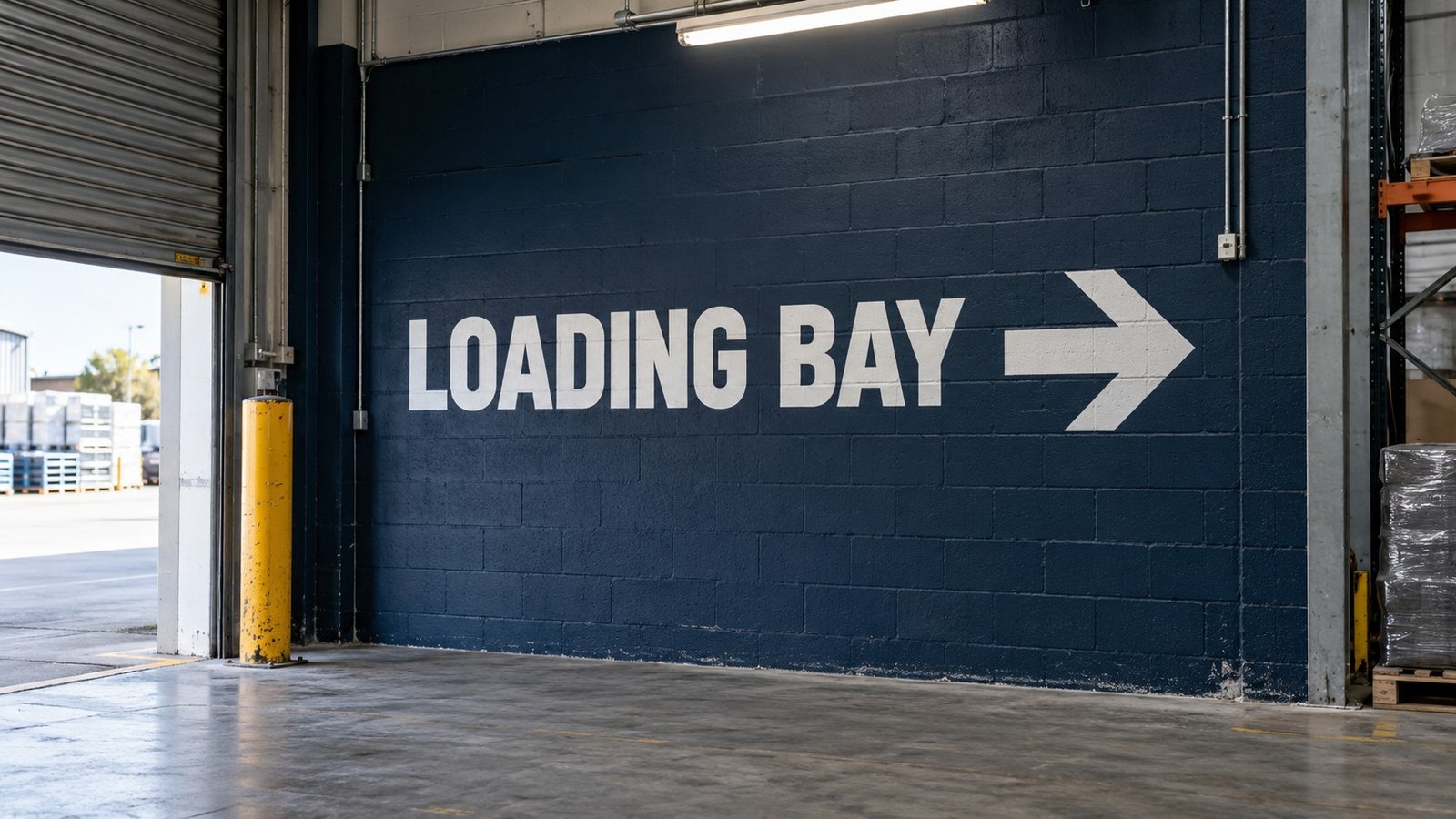 Painted warehouse wall signage