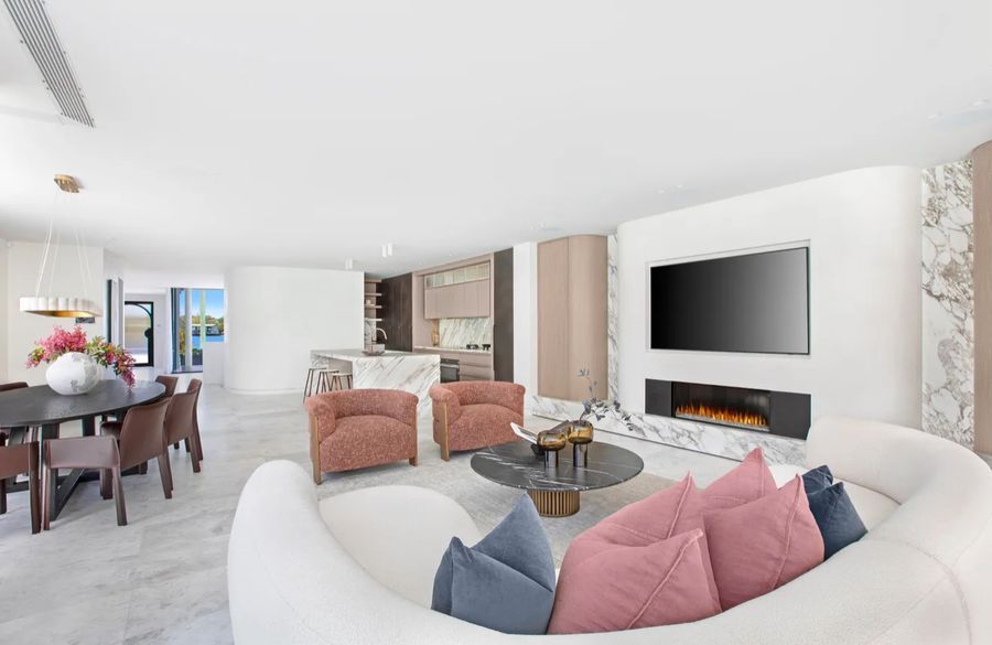 Finished interior with curved walls and marble, Russell Lea
