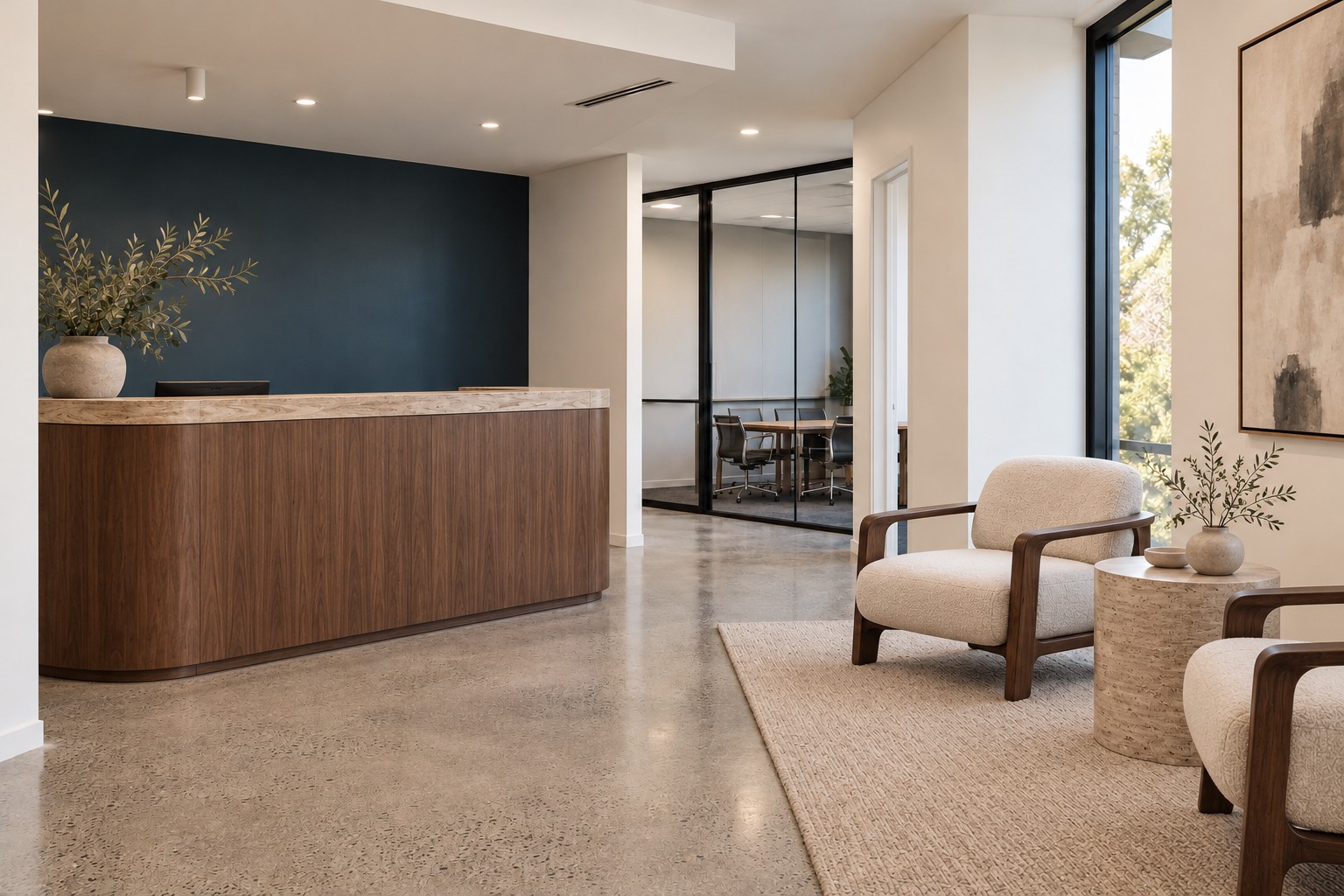 Painted commercial reception area
