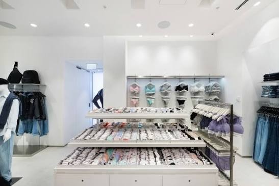 Calvin Klein store fitting area with white walls, Chatswood Chase