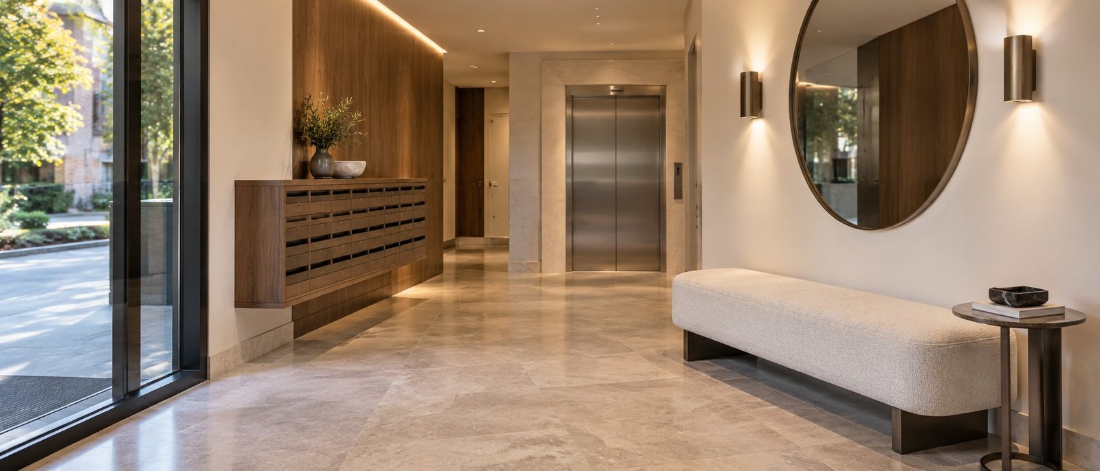 Freshly painted apartment lobby