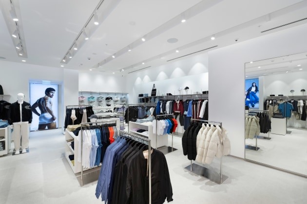 Calvin Klein store interior with white walls, Chatswood Chase